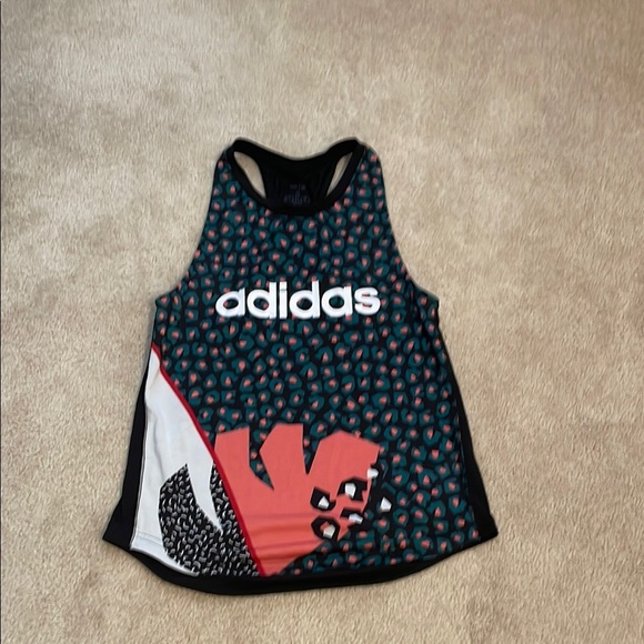 Adidas Black and Red Patterned Tank Top Collab with Farm Rio - Picture 1 of 3